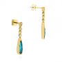 18k Yellow Gold 18k Yellow Gold Teardrop Blue Topaz And Diamond Drop Earrings - Front View -  105429 - Thumbnail