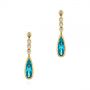 14k Yellow Gold 14k Yellow Gold Teardrop Blue Topaz And Diamond Drop Earrings - Three-Quarter View -  105429 - Thumbnail