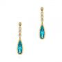 18k Yellow Gold 18k Yellow Gold Teardrop Blue Topaz And Diamond Drop Earrings - Three-Quarter View -  105429 - Thumbnail