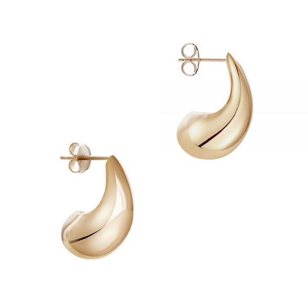 14k Rose Gold 14k Rose Gold Teardrop Dome Earrings - Front View - 107689