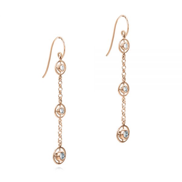 18k Rose Gold 18k Rose Gold Three-stone Dangle Earrings - Front View -  107066