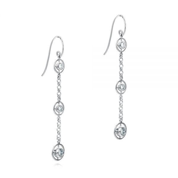14k White Gold 14k White Gold Three-stone Dangle Earrings - Front View -  107066