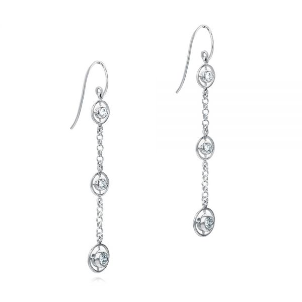 14k White Gold 14k White Gold Three-stone Dangle Earrings - Front View - 107066
