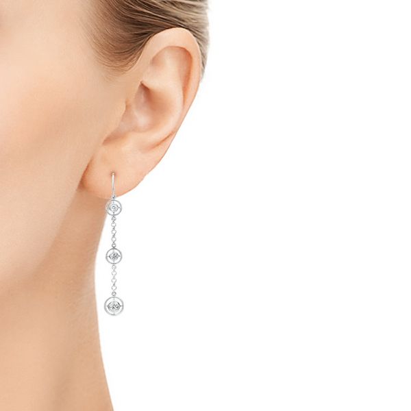 14k White Gold 14k White Gold Three-stone Dangle Earrings - Hand View - 107066