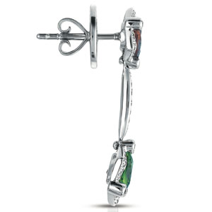 Tourmaline Garnet And Diamond Earrings - Vanna K - Three-Quarter View -  1044 - Thumbnail