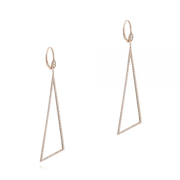 14k Rose Gold 14k Rose Gold Triangle Drop Diamond Earrings - Front View -  105288