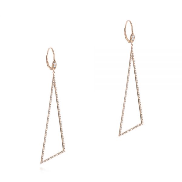 14k Rose Gold 14k Rose Gold Triangle Drop Diamond Earrings - Front View - 105288