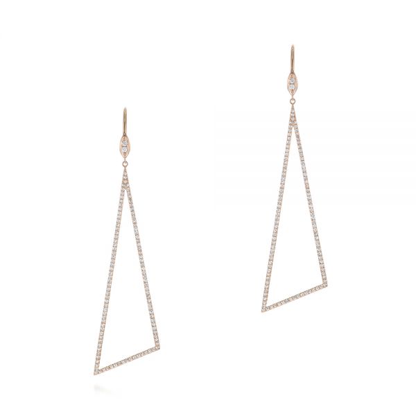 14k Rose Gold 14k Rose Gold Triangle Drop Diamond Earrings - Three-Quarter View -  105288