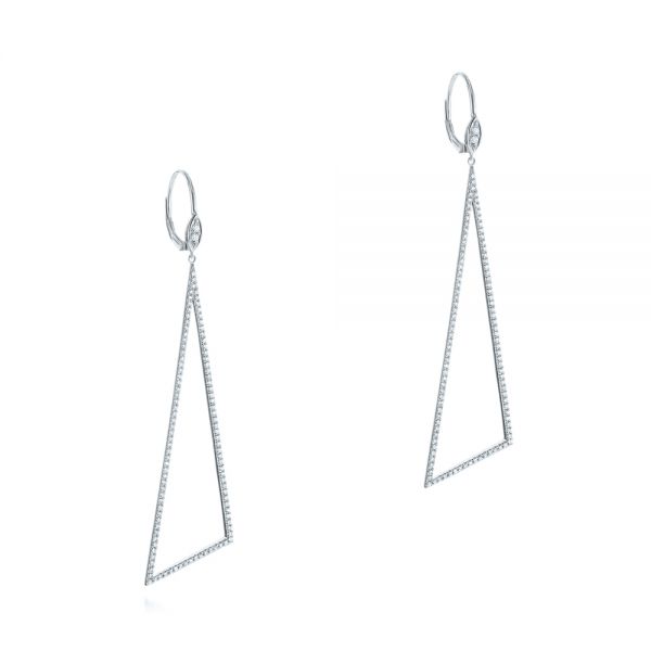 14k White Gold 14k White Gold Triangle Drop Diamond Earrings - Front View - 105288