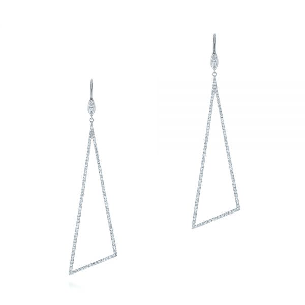  Platinum Platinum Triangle Drop Diamond Earrings - Three-Quarter View -  105288