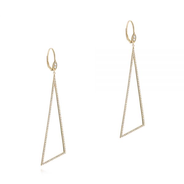 18k Yellow Gold 18k Yellow Gold Triangle Drop Diamond Earrings - Front View -  105288