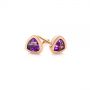 14k Rose Gold 14k Rose Gold Trillion Amethyst Stud Earrings - Front View -  106031 - Thumbnail