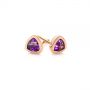 18k Rose Gold 18k Rose Gold Trillion Amethyst Stud Earrings - Front View -  106031 - Thumbnail