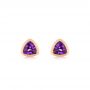 14k Rose Gold 14k Rose Gold Trillion Amethyst Stud Earrings - Three-Quarter View -  106031 - Thumbnail