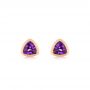 14k Rose Gold 14k Rose Gold Trillion Amethyst Stud Earrings - Three-Quarter View -  106031 - Thumbnail