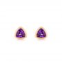 18k Rose Gold 18k Rose Gold Trillion Amethyst Stud Earrings - Three-Quarter View -  106031 - Thumbnail