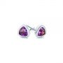 18k White Gold 18k White Gold Trillion Amethyst Stud Earrings - Front View -  106031 - Thumbnail