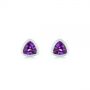  Platinum Platinum Trillion Amethyst Stud Earrings - Three-Quarter View -  106031 - Thumbnail