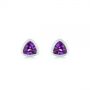 18k White Gold 18k White Gold Trillion Amethyst Stud Earrings - Three-Quarter View -  106031 - Thumbnail