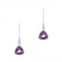  Platinum Platinum Trillion Amethyst And Diamond Drop Earrings - Three-Quarter View -  103731 - Thumbnail