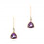 18k Yellow Gold Trillion Amethyst And Diamond Drop Earrings