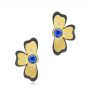 Two-tone Diamond And Blue Sapphire Flower Climbers - Three-Quarter View -  107238 - Thumbnail
