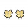 Two-tone Flower Diamond Earrings - Three-Quarter View -  107231 - Thumbnail