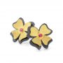 Two-tone Flower Ruby Earrings - Flat View -  107230 - Thumbnail