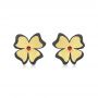 Two-tone Flower Ruby Earrings - Three-Quarter View -  107230 - Thumbnail
