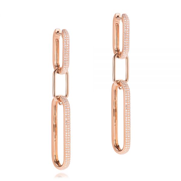 14k Rose Gold 14k Rose Gold Versatile Diamond Link Earrings - Front View -  106984 - Thumbnail