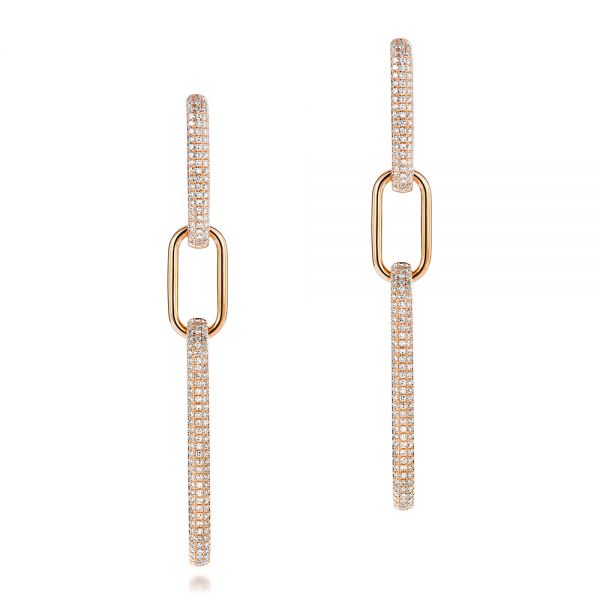 14k Rose Gold 14k Rose Gold Versatile Diamond Link Earrings - Three-Quarter View -  106984 - Thumbnail