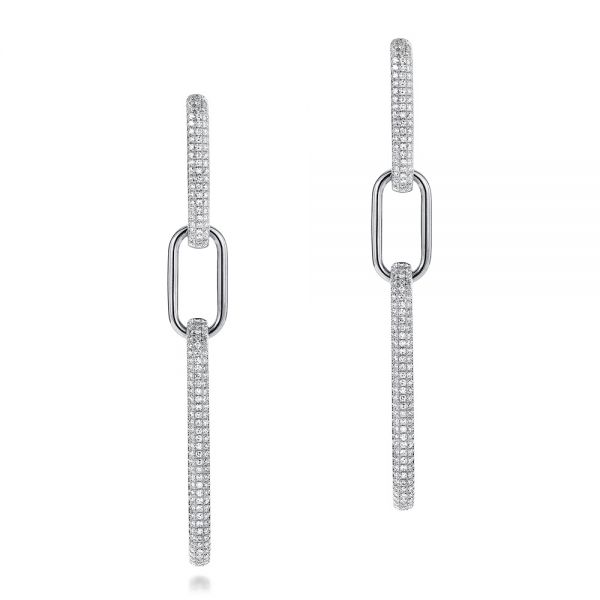 14k White Gold 14k White Gold Versatile Diamond Link Earrings - Three-Quarter View -  106984 - Thumbnail
