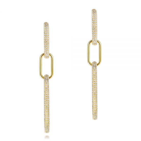 14k Yellow Gold 14k Yellow Gold Versatile Diamond Link Earrings - Three-Quarter View -  106984