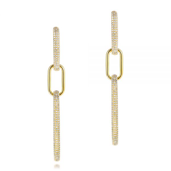 18k Yellow Gold 18k Yellow Gold Versatile Diamond Link Earrings - Three-Quarter View -  106984