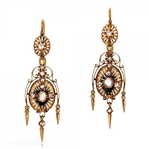 Victorian Earrings And Pendant Set - Three-Quarter View -  100735