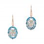 14k Rose Gold 14k Rose Gold Vintage Filigree Blue Topaz And Diamond Earrings - Three-Quarter View -  101857 - Thumbnail