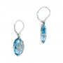 14k White Gold Vintage Filigree Blue Topaz And Diamond Earrings - Front View -  101857 - Thumbnail