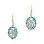 14k Yellow Gold 14k Yellow Gold Vintage Filigree Blue Topaz And Diamond Earrings - Three-Quarter View -  101857 - Thumbnail