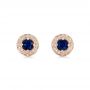 14k Rose Gold 14k Rose Gold Vintage-inspired Diamond And Blue Sapphire Earrings - Three-Quarter View -  103276 - Thumbnail