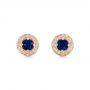 18k Rose Gold 18k Rose Gold Vintage-inspired Diamond And Blue Sapphire Earrings - Three-Quarter View -  103276 - Thumbnail