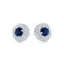 18k White Gold Vintage-inspired Diamond And Blue Sapphire Earrings - Front View -  103276 - Thumbnail