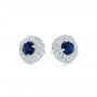 14k White Gold 14k White Gold Vintage-inspired Diamond And Blue Sapphire Earrings - Front View -  103276 - Thumbnail