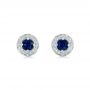  Platinum Platinum Vintage-inspired Diamond And Blue Sapphire Earrings - Three-Quarter View -  103276 - Thumbnail