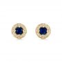 14k Yellow Gold 14k Yellow Gold Vintage-inspired Diamond And Blue Sapphire Earrings - Three-Quarter View -  103276 - Thumbnail