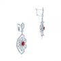 18k White Gold Vintage Starburst Ruby And Diamond Earrings - Front View -  105674 - Thumbnail
