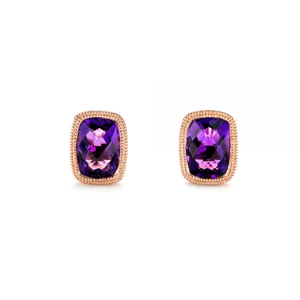 Vintage-inspired Amethyst Stud Earrings - Image