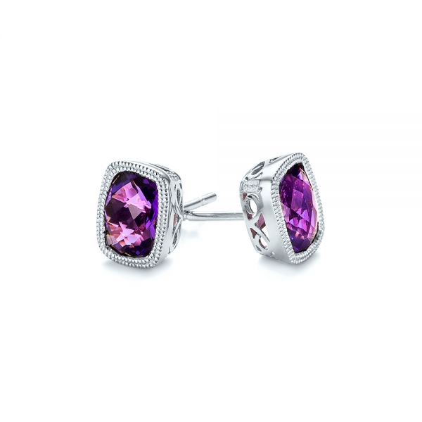 Platinum Platinum Vintage-inspired Amethyst Stud Earrings - Front View - 103500