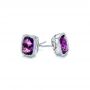 14k White Gold 14k White Gold Vintage-inspired Amethyst Stud Earrings - Front View -  103500 - Thumbnail