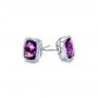 18k White Gold 18k White Gold Vintage-inspired Amethyst Stud Earrings - Front View -  103500 - Thumbnail