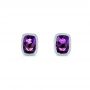 14k White Gold 14k White Gold Vintage-inspired Amethyst Stud Earrings - Three-Quarter View -  103500 - Thumbnail